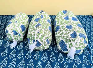 Étui en coton écologique résistant à l'eau à imprimé floral blanc et vert Fermeture à glissière Grand style vintage Transport à la main Rangement de maquillage - Product Image 3