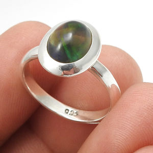 100% Natural Black <b>Opal</b> Gemstone 925 Sterling <b>Silver</b> <b>Rings</b> Minimalist Design Luxury Design Natural Birthstone Jewelry for Her - Product Image 1