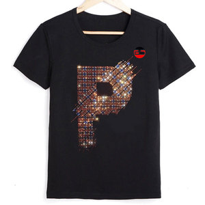 T-shirt confortable à séchage rapide pour homme, 100% coton, coupe ample, dernier design, prix bas, imprimé avec des strass. - Product Image 1