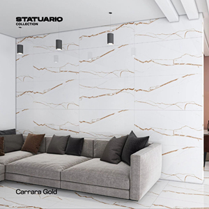 Azulejos vitrificados GVT PGVT de aspecto de mármol brillante de diseño moderno de 600x1200mm para proyectos de acentos interiores - Product Image 1