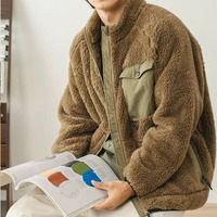 Veste d'hiver en polaire sherpa camouflage écologique avec patchwork de lettres, respirante, à fermeture éclair, style streetwear, personnalisable pour homme (OEM)