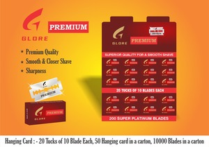 Cuchillas de afeitar de acero inoxidable de doble filo con revestimiento de platino 20 pliegues por 5 cuchillas 10000 cuchillas empaquetadas 100 cartones de tarjetas colgantes - Product Image 3