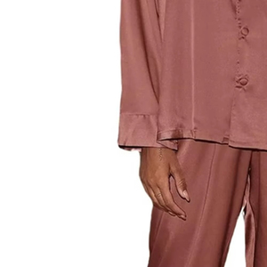 Wholesale Custom 100% Silk <b>Thermal</b> Loungewear Long Sleeve Turn Collar Sleepwear 2pcs Breathable Pyjamas <b>Women</b> Set Custom Colors - Product Image 3