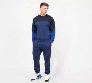 Chándal de dos piezas de alta calidad, jersey liso, conjunto de sudadera, 100% de algodón polar de gran tamaño, chándal de cuello redondo personalizado para hombre - Product Image 1