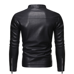 Veste en cuir slim pour homme de haute qualité en gros, col montant, logo frontal, respirante, séchage rapide, imperméable, chaude pour l'hiver, personnalisable - Product Image 3