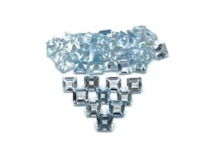 Lot de pierres précieuses en aquamarine naturelle, taille carrée, 3,50 mm, pierres précieuses en aquamarine pour la fabrication de bijoux - Product Image 1