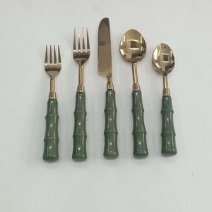 Nouveau ensemble de couverts à poignée plate en argent poli, accessoires de cuisine et collections de salle à manger, cuillère, fourchette et couteau ensemble de couverts brillants - Product Image 5