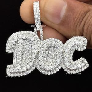 Colgante de Letra con Diamantes Cultivados en Laboratorio, Chapado en Oro de 10K, Estilo Hip Hop Unisex, Corte Brillante Redondo, para Uso Diario - Product Image 2