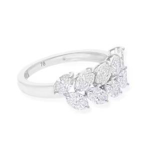 Anillo de diamante de dos capas de oro blanco de 14 quilates, anillo de compromiso de boda de diamante de corte ovalado cultivado en laboratorio, joyería fina - Product Image 3