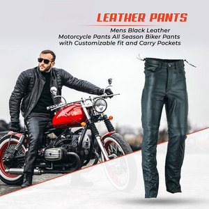 Pantalones de moto ajustados ligeros Pantalones de moto de cuero genuino Pantalones de moto hechos a medida - Product Image 3