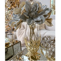 Vase à fleurs en métal de haute qualité avec motif de feuilles d'or, style côtier, fait à la main, pour table, maison, bureau, cadeau décoratif de Noël
