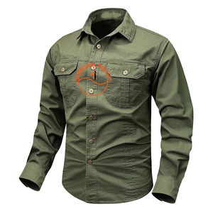 100% coton personnalisé hommes à manches longues combinaison de soudage chemises retardatrices lourdes Logo personnalisé cuir fendu personnalisé soutien personnalisé - Product Image 1