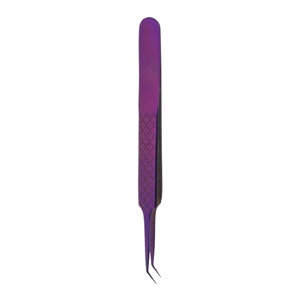 Pince à épiler royale, nouvelle pince à épiler pour extensions de cils, couleur violette tendance, fabrication sur mesure, pince à épiler courbée à 45 degrés en acier inoxydable anti-magnétique - Product Image 4