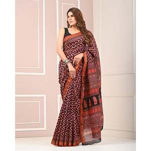 Digital Printed Chanderi Saree with Blouse Traditional Indian <b>Shawl</b> - Product Image 4
