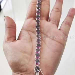 Pulsera de Mujer con Piedra Preciosa de Topacio Místico Natural, Regalo de Aniversario de Bodas, Navidad, Joyería Hecha a Mano, Pulsera de Plata de Ley 925 - Product Image 5