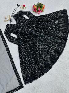 Fox Georgette Lehenga Set avec broderie au point Lakhnavi Micro intérieur assorti brodé Dupatta - Product Image 6