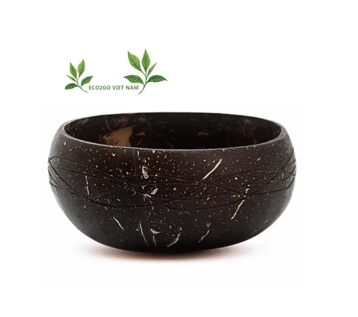 Handicraft high quality coconut shell bowls with polished 100% from lacquer for holding ice cream, smoothie, salad, food
