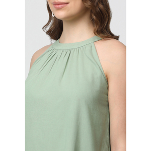 Direct usine Robe en lin sans manches confortable et décontractée pour femmes OEM ODM mousseline de soie brodée style chemise Fabrication en gros - Product Image 1