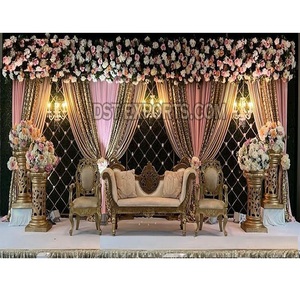 Réception de mariage glamour scène bougie murs musulman Nikah Walima bougie configuration murale élégante cérémonie de fiançailles scène bougie - Product Image 1