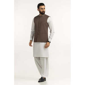 Chaleco Formal de Cuero para Hombre con Cuello Mao, Estilo Regular, WC-STY25-025, para Otoño, con Exterior de Lona y Poliéster - Product Image 1