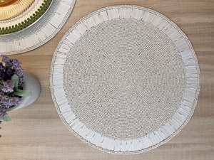 Handmade Knitted Floral Beaded Eco-Friendly <b>Placemat</b> <b>White</b> Charger Plate for Dining Table Decoration Home & Hotel Use - Product Image 2