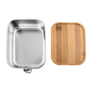 Natalia Personalized Stainless Steel and Bamboo <b>Lunch</b> <b>Box</b> Gadget Customizable Catering Accessories - Product Image 3
