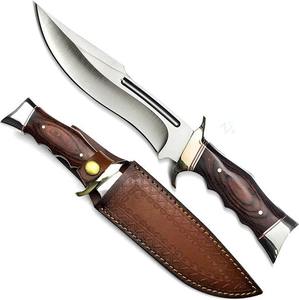 Couteau à lame fixe de 12,2 pouces avec étui pour la survie en plein air, le camping, la pêche, la chasse, couteaux à tête en cuivre, manche en bois - Product Image 1