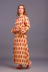 ชุดเดรสยาวผ้าฝ้ายแท้พิมพ์ลายดอกไม้ด้วยมือ งานพิมพ์บล็อกแบบดั้งเดิม เป็นมิตรกับสิ่งแวดล้อม เหมาะสำหรับใส่ในฤดูร้อน สวยงาม ใส่สบาย เหมาะสำหรับผู้หญิงไซส์ใหญ่ สไตล์อินเดีย - Product Image 3