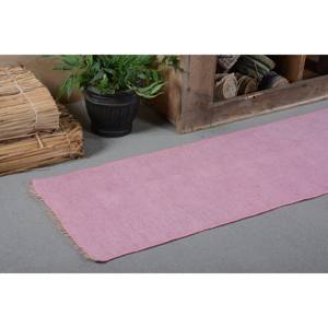 Tapis moderne en laine turque rose vintage de 1,5x10,3 pieds Style Tabriz avec support en latex à motif abstrait pour une utilisation dans le couloir. - Product Image 5