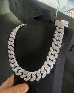Cadena elegante de moissanita de oro blanco de 14K VVS1 Diamante de corte princesa Plata de Ley 925 Pases Probador de diamantes Estilo HipHop incluido - Product Image 2