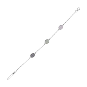 Classic natural stone 925 sterling <b>silver</b> rose quartz multi gemstone <b>bracelet</b> - Product Image 2