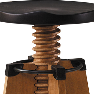 Tabouret de bar noir Burgu, hauteur réglable, assise en bois massif, pieds en métal, options de couleur pour la maison et le bureau - Product Image 3