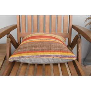 Multicolor Wool Kilim <b>18x18</b> Inch Rustic Accent Pillow Woven Vintage Fluffy Leaves Pattern Decorative Cushion - Product Image 5