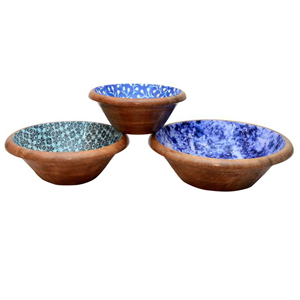 Bol à soupe en bois de haute qualité Design Antique finition moderne matériau naturel décor bols de service en métal résine d'os de corne époxy - Product Image 2