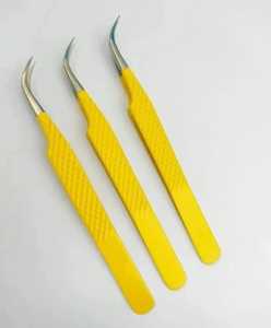 Pince à épiler professionnelle en acier inoxydable pour extensions de cils, type L, pointe en fibre volumineuse, outil de précision, étiquette privée, logo personnalisé, papier - Product Image 6