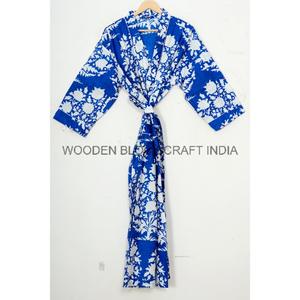 Indian Handmade Cotton Kaftan <b>Dressing</b> <b>Gown</b> <b>Long</b> Maxi Kimono Robe Women Night <b>Gown</b> Shower Robe Gift Handcrafted Her Sleepwear - Product Image 2