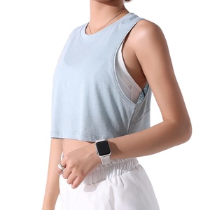 Women's Premium Quality Gym Workout Tank <b>Tops</b> Casual Fitness Design Front Logo Solid Color Breathable Slim Fit 100% Cotton - Product Image 2
