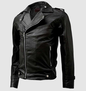 Veste de moto en cuir de vachette de qualité supérieure pour homme, imperméable, col montant, logo frontal - Product Image 5