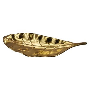 Vaisselle de table décorative Golden Leaf-Plateau de service en aluminium et métal pour fruits, collations et pain pour usage domestique - Product Image 1