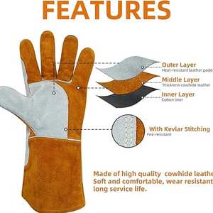 Long <b>Cuff</b> Fireproof Hand Protection Customized Welding Gloves Industrial Grade Heat Shield Welding Gloves - Product Image 2