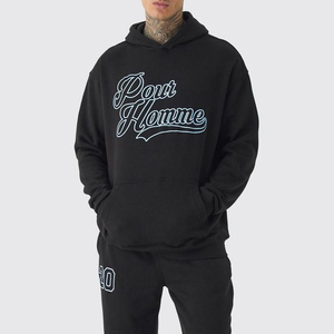 Survêtement uni respirant en tissu polaire de rue haute personnalisé pour hommes avec logo, grande taille disponible - Product Image 4