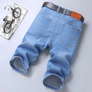 กางเกงขาสั้นผ้ายีนส์ระบายอากาศได้ดีเป็นมิตรกับสิ่งแวดล้อมสำหรับผู้ชายกางเกงขาสั้นผ้าเดนิม100% ผ้าฝ้าย Paisley แบบพรีเมียมประดับคริสตัล - Product Image 5