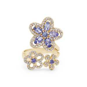 Bague en argent Sterling ovale naturelle en tanzanite Bijoux de créateur pour femme Cadeau de Noël Anniversaire Fait à la main - Product Image 4