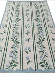 Tapis en laine vintage blanc vert Oushak noué à la main avec motif abstrait Taille personnalisable pour salon ou salle à manger - Product Image 5