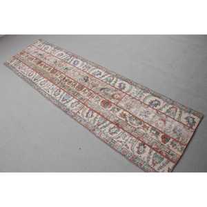 Alfombra Turca Vintage de 2,2x8,2 pies, Alfombra de Pasillo, Alfombra con Rayas Azules - Product Image 2