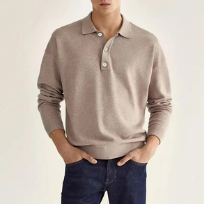 Camiseta Polo de Manga Larga para Hombre, de Alta Calidad, Tejido Elástico, 100% Algodón, Estampado Completo, Antiarrugas, Lisa - Product Image 4