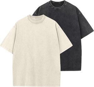 Tops informales de manga corta unisex, camisetas de algodón de gran tamaño para hombre, camiseta lavada Vintage de ajuste holgado, ropa de punto, tela teñida - Product Image 5