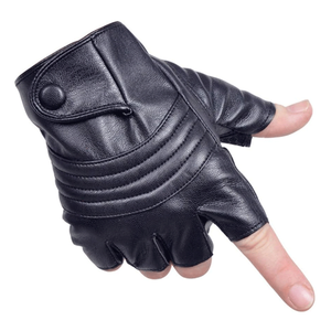 Top Vente Long Keeper Unisexe En Cuir PU Conduite Noir Moto Gants Demi Doigt Moto Sport Plaine Voyage En Plein Air - Product Image 1