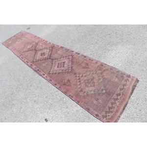 2.4x11.6 ft <b>Runner</b> Turkish Rug, Vintage Rug, <b>Red</b> Purple Patchwork Wool Rug - Product Image 4