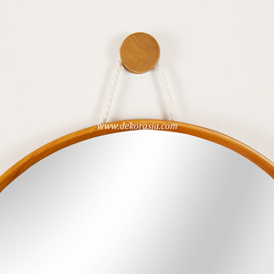 Dekor Asia NRM01 Modern Natural Round Wood <b>Frame</b> Glass Wall Mirror for Home Decoration - Product Image 3